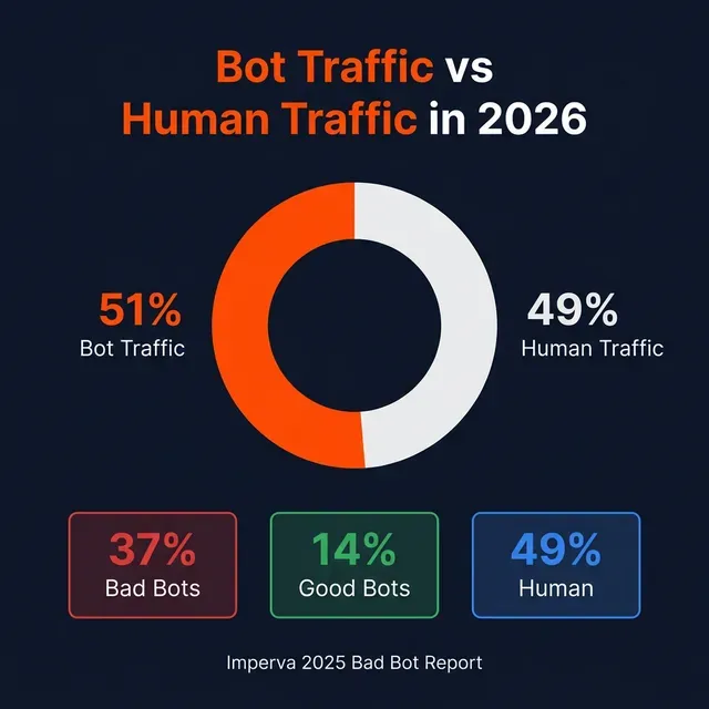 Bot Traffic vs Human Traffic in 2026 — 51% Bots, 49% Human
