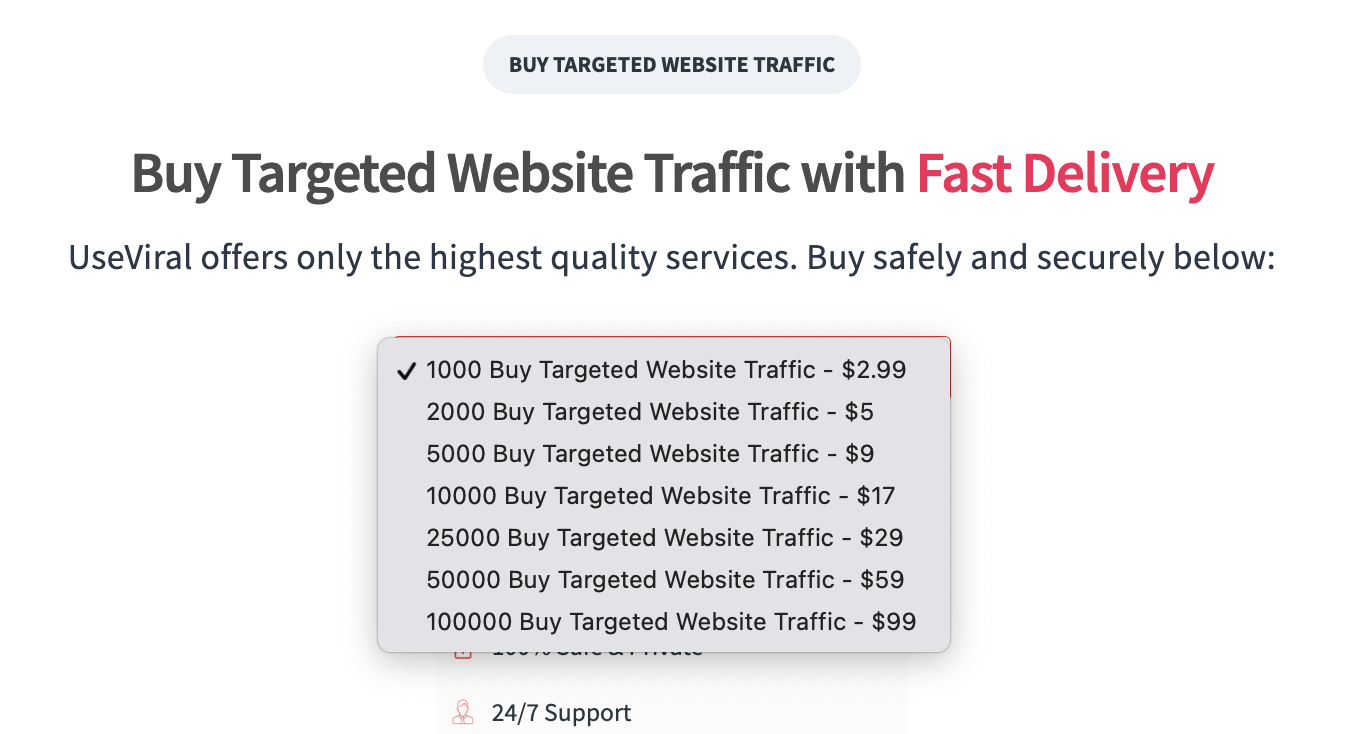 UseViral Targeted Traffic Screenshot
